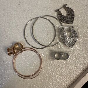 Elegant Silver and Rose Gold Hoop Earrings Set